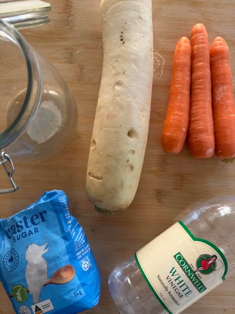 picked daikon and carrot ingredients