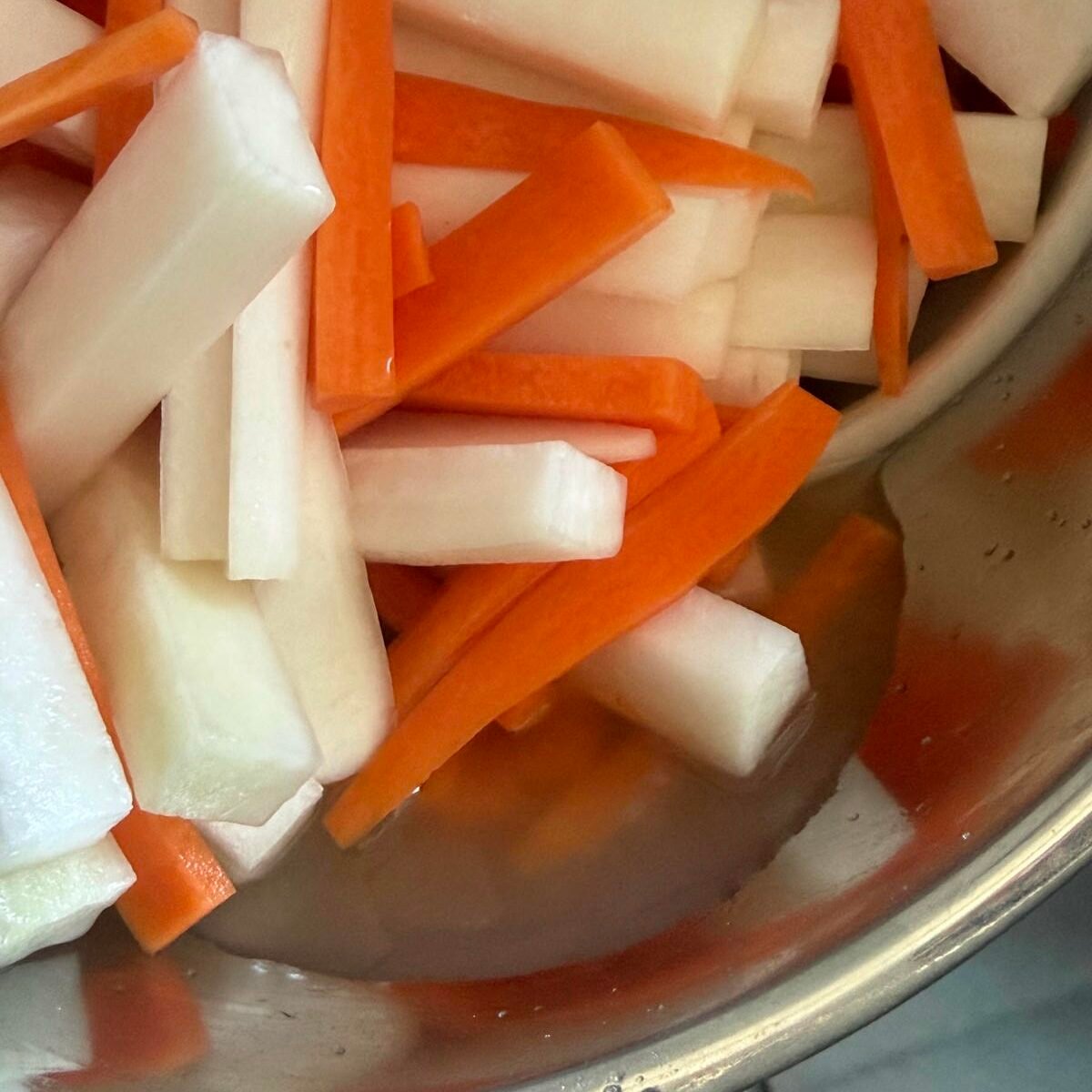 excess water after salt brine for pickled daikon and carrot
